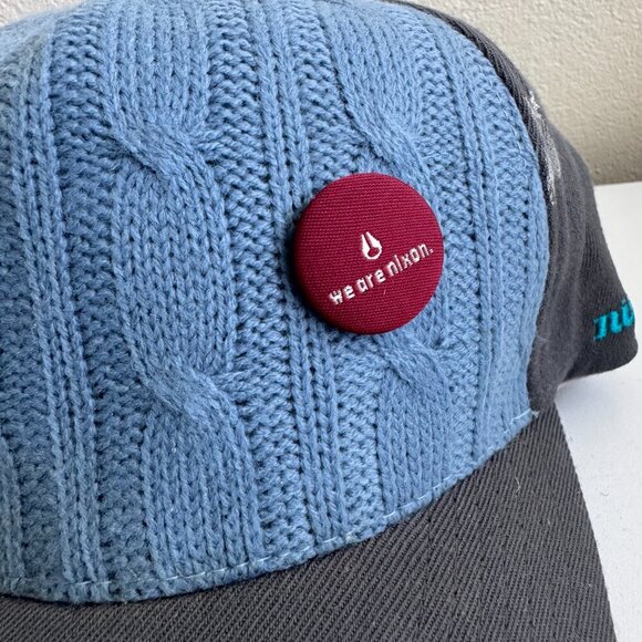Nixon Knit Cable Panel Flexfit Hat S/M Gray Blue Wool Acrylic - Picture 2 of 8